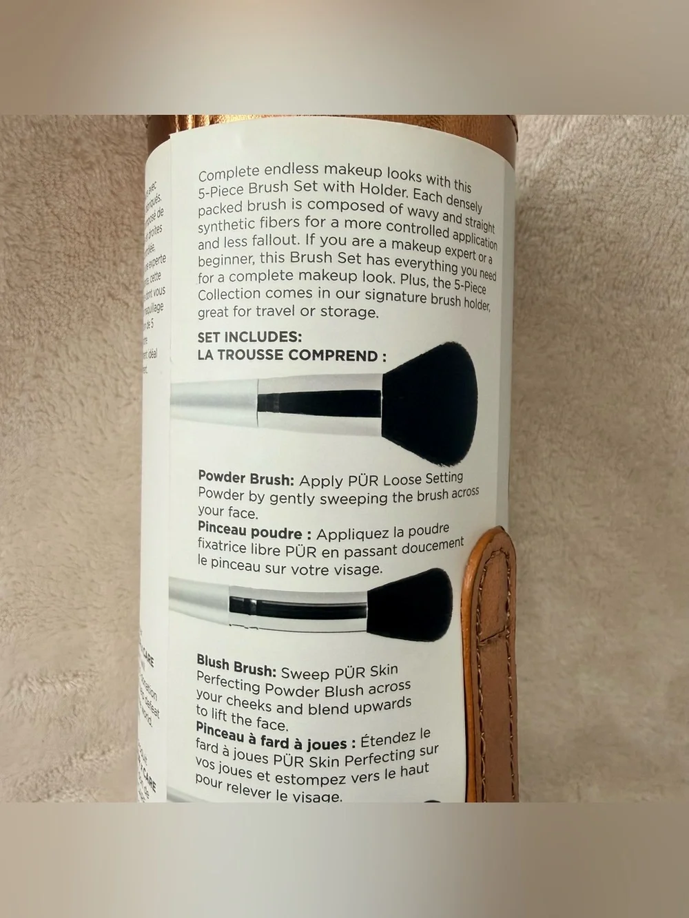 NEW PÜR x CARE 5 Piece Makeup Brush Set Holder Vegan Cruelty Free Travel